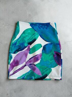 BEBE Multicolor Leaf Tropical Pencil Skirt Size XS